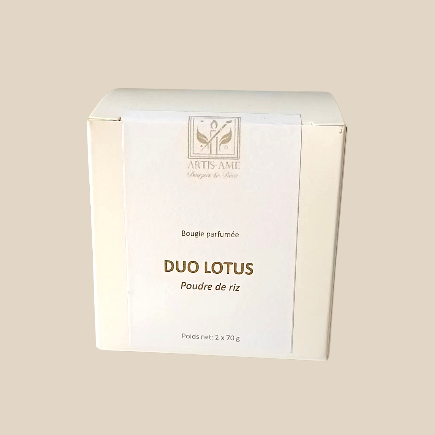 Bougie Duo Lotus emballage soigné
