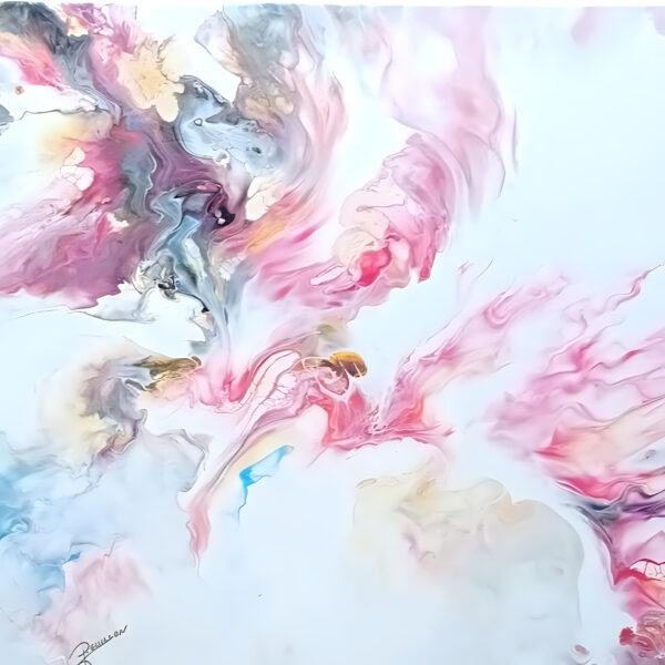 Tableau Ondes Rosées - Oeuvre Unique - Poésie et Douceur