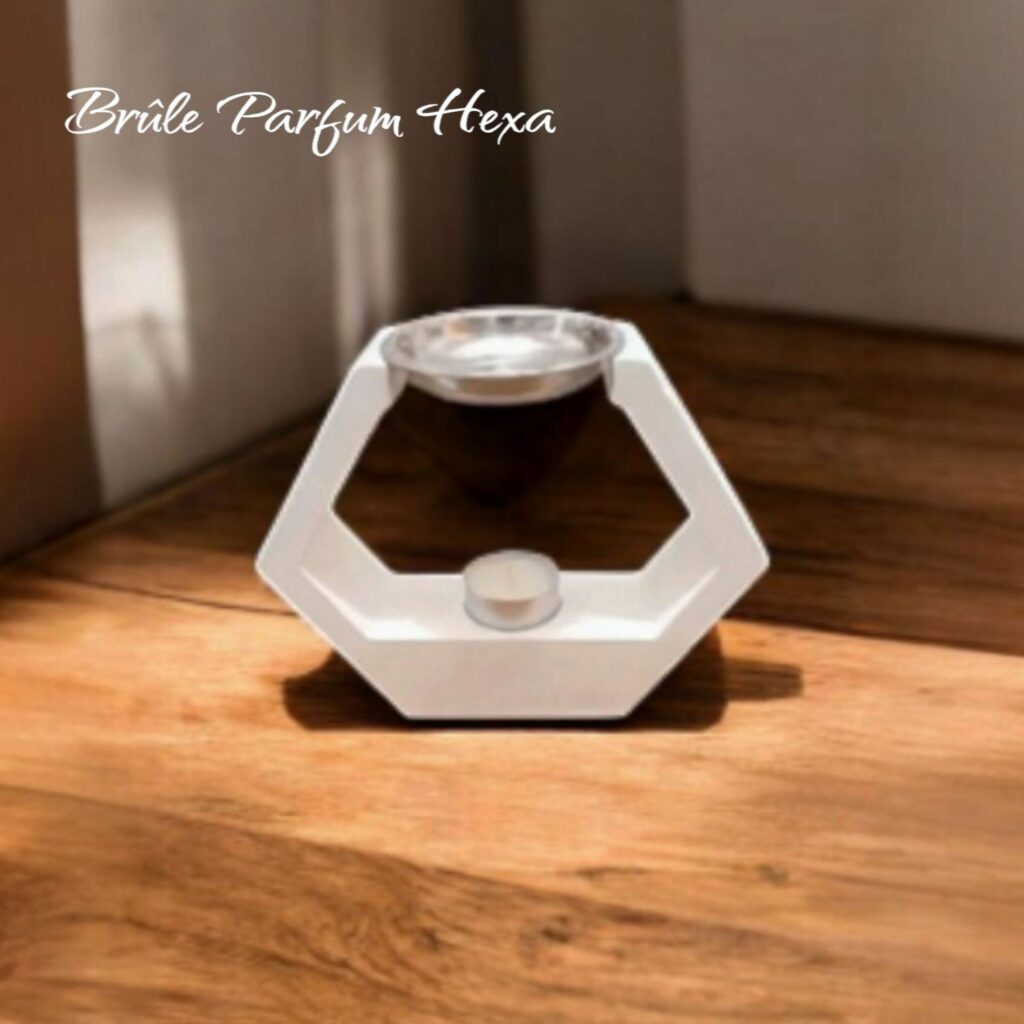 Hexa – Brûle-Parfum Design en Plâtre & Métal | Élégance et Bien-Être