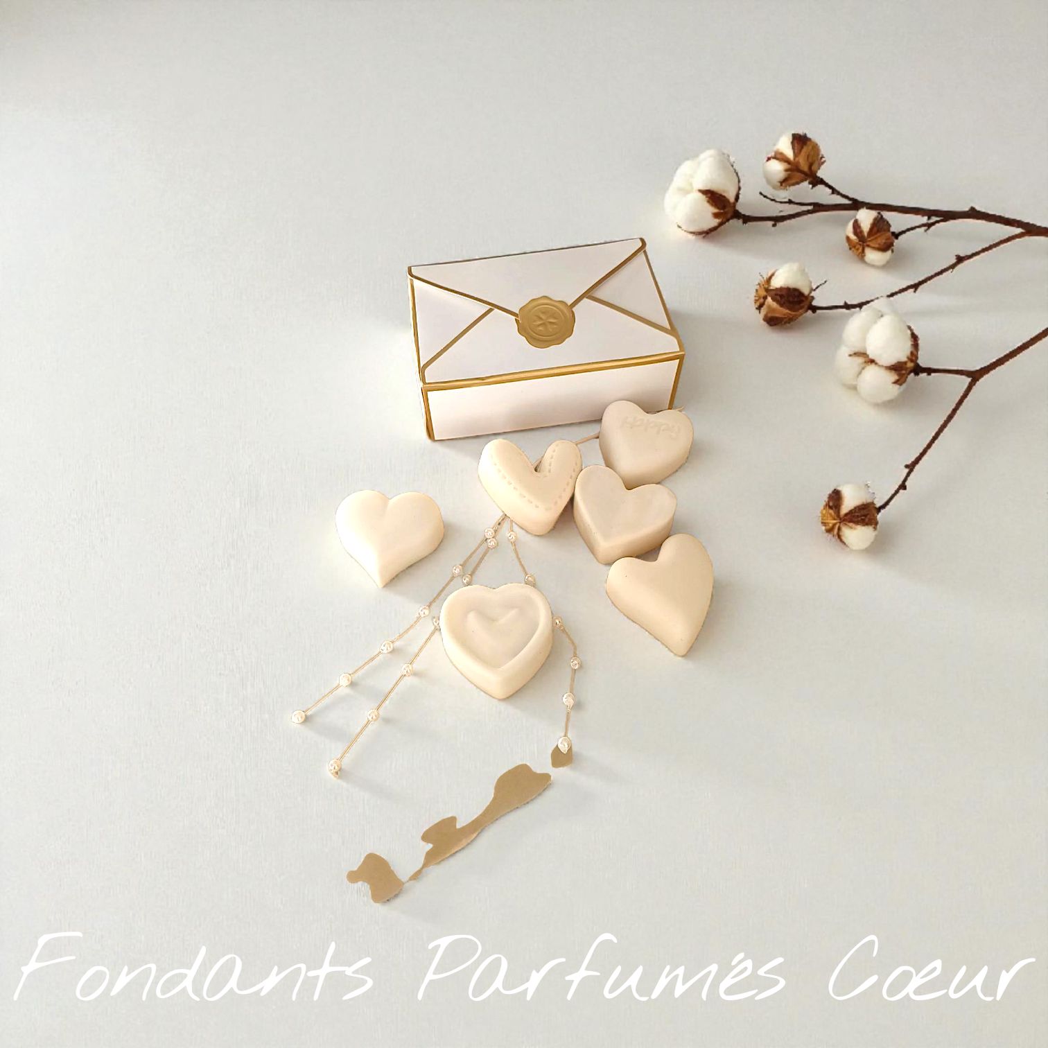 Fondants parfumés Fleur de Coton cœur – 6x15g | Florale et Poudrée