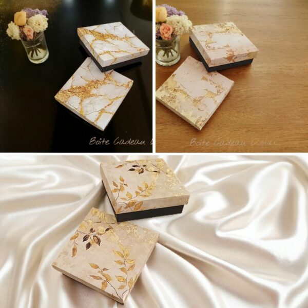 Boîte Cadeau Dorée - Motifs dorés