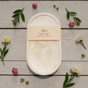 Plateau Lova effet marbré – Plateau décoratif en plâtre fait main | Artis-Âme