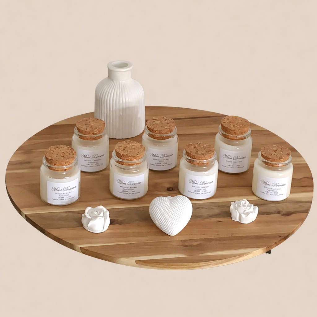 Mini bougies artisanales faites main, idéales pour cadeaux invités et événements personnalisés
