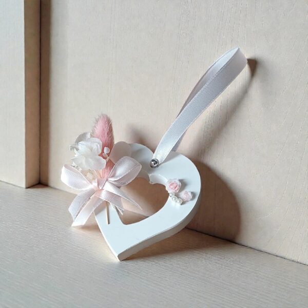 Coeur poétique - suspension florale en plâtre