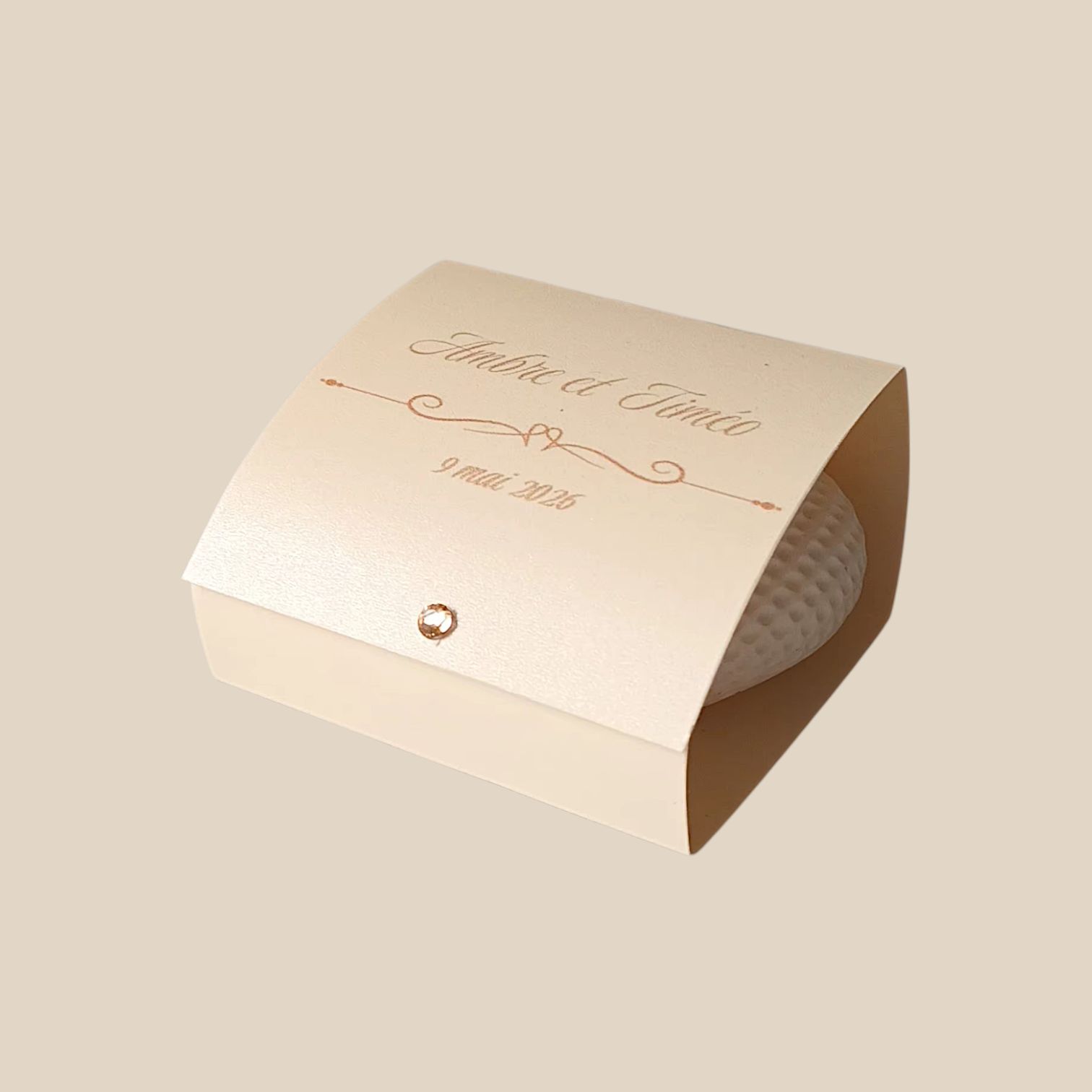 Boîtes personnalisées coeur en plâtre, style luxe avec prénoms et date gravés