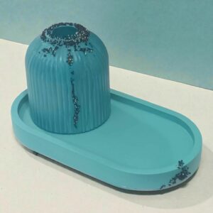 Plateau et vase décoratifs en plâtre – Édition limitée artisanale aux strass noirs