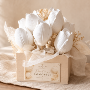 Printemps Immobile Gypsophile, bouquet de fleurs en plâtre artisanal ARTIS-ÂME