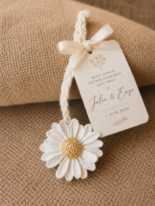 Cadeau invité mariage personnalisé - marguerite artisanale en plâtre