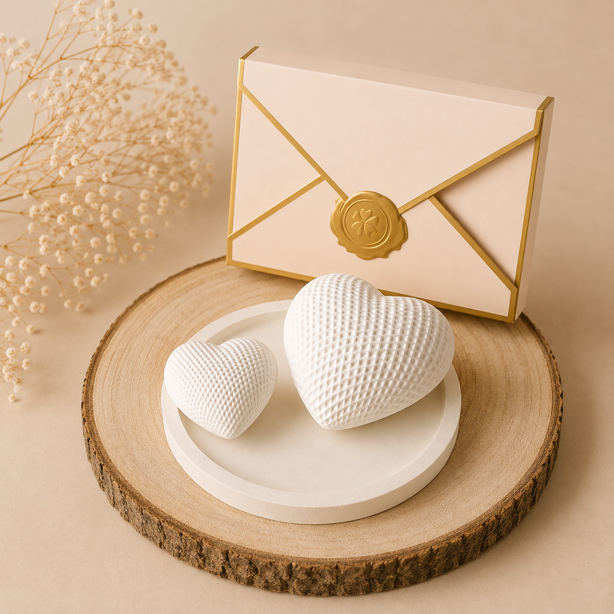 Duo de cœurs décoratifs en plâtre avec coffret ARTIS-ÂME