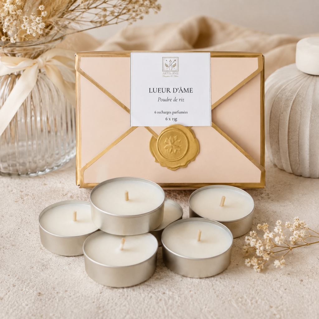 Recharges Lueur d’Âme – 6 bougies parfumées artisanales