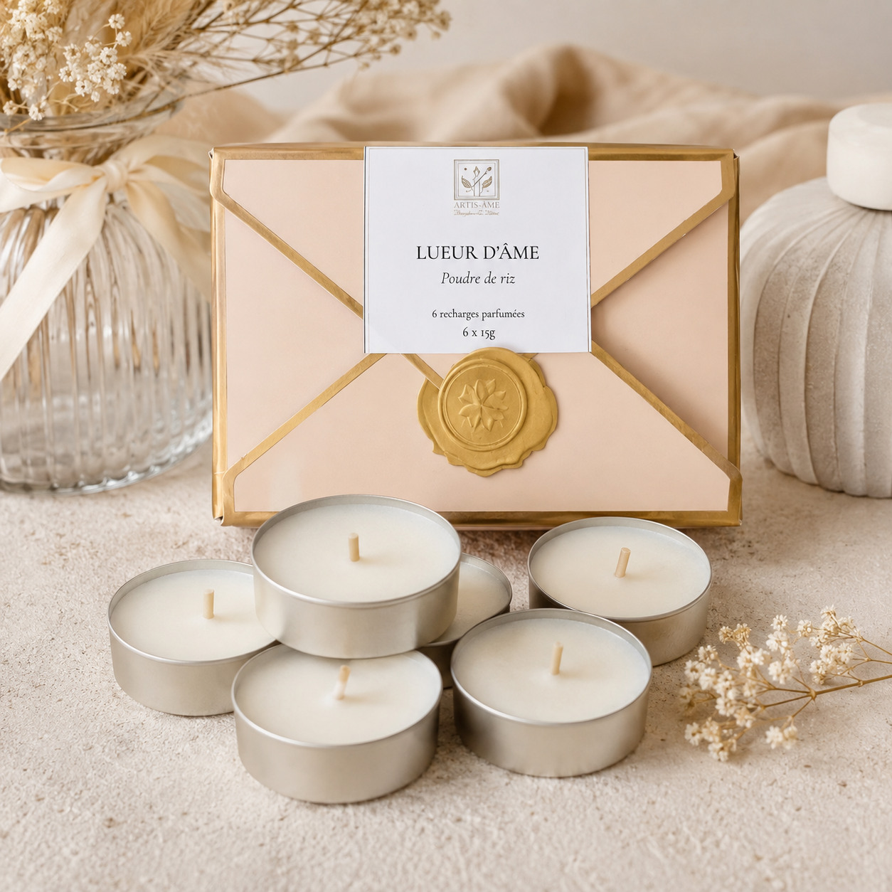 Recharges Lueur d’Âme – 6 bougies parfumées artisanales
